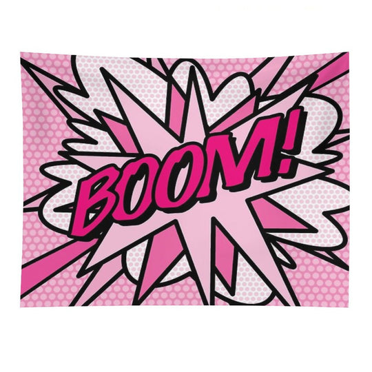 BOOM Pink Comic Book Pop Art Modern Fun Retro Tapestry