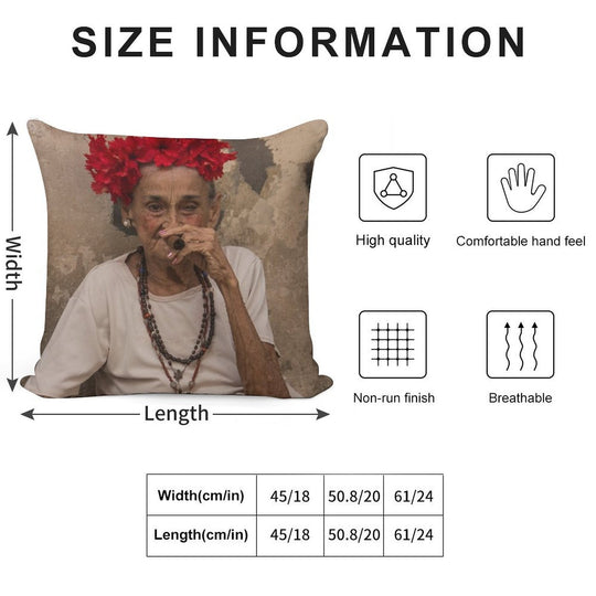 Old Lady Smoking Cuban Cigar in Havana Soft Ultra-Soft Texture Throw Pillow