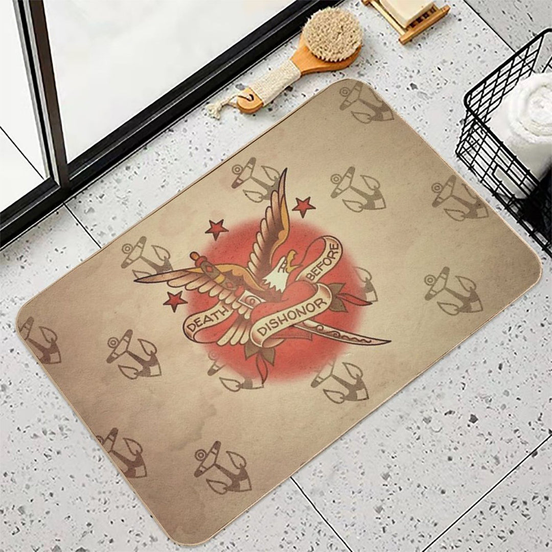 Salty-Dog American Traditional Death Before Dishonor Design  Multi-Purpose Bath Mat