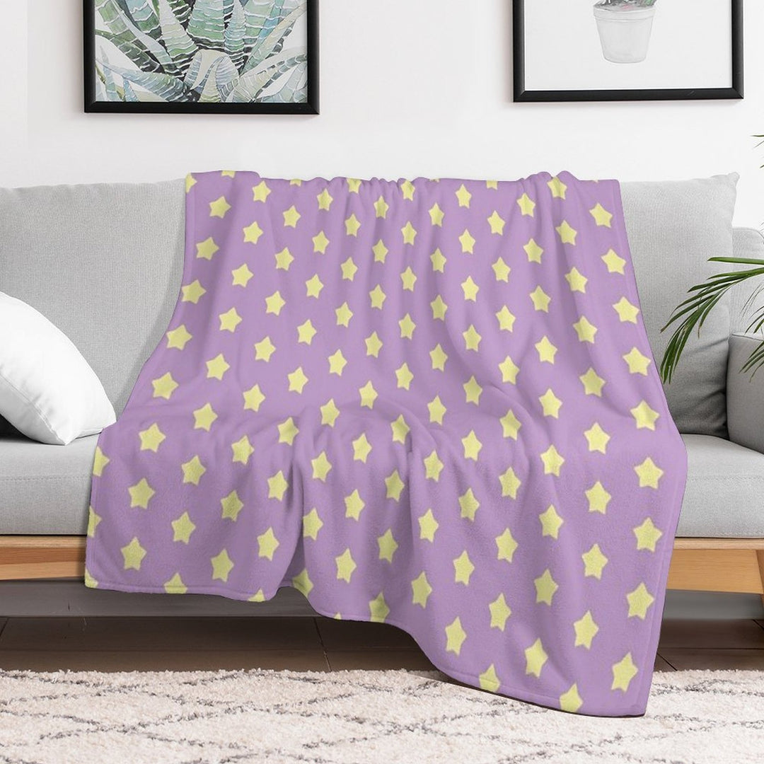 Yellow Stars on Purple Pop Versatility Throw Blanket