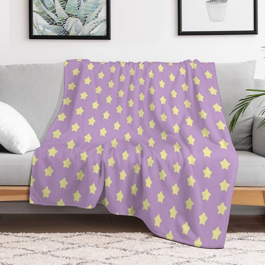 Yellow Stars on Purple Pop Versatility Throw Blanket