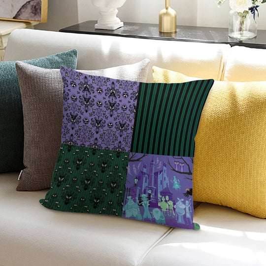 Haunted Mansion Pattern Soft Reinforced Edging Throw Pillow