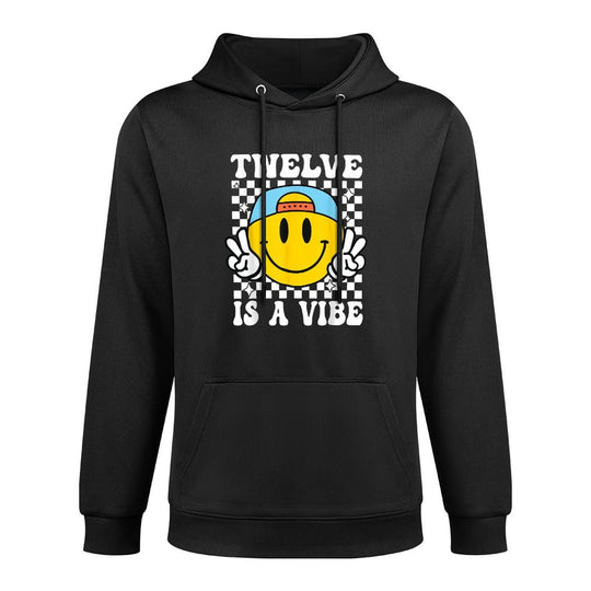Twelve Is A Vibe 12th Birthday Groovy Boys 12 Years Old Layering Staple Hoodie