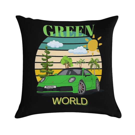 GREEN Soft Short Plush Fabric Throw Pillow