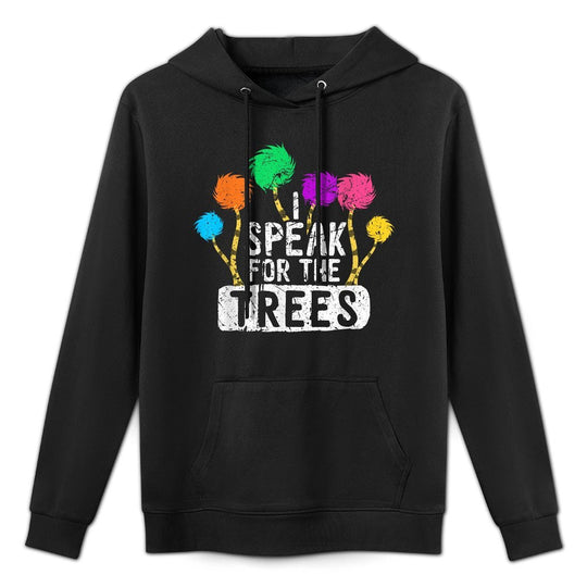 I Speak For Trees Earth Day Save Earth Awareness Hippie Kangaroo Pocket Hoodie