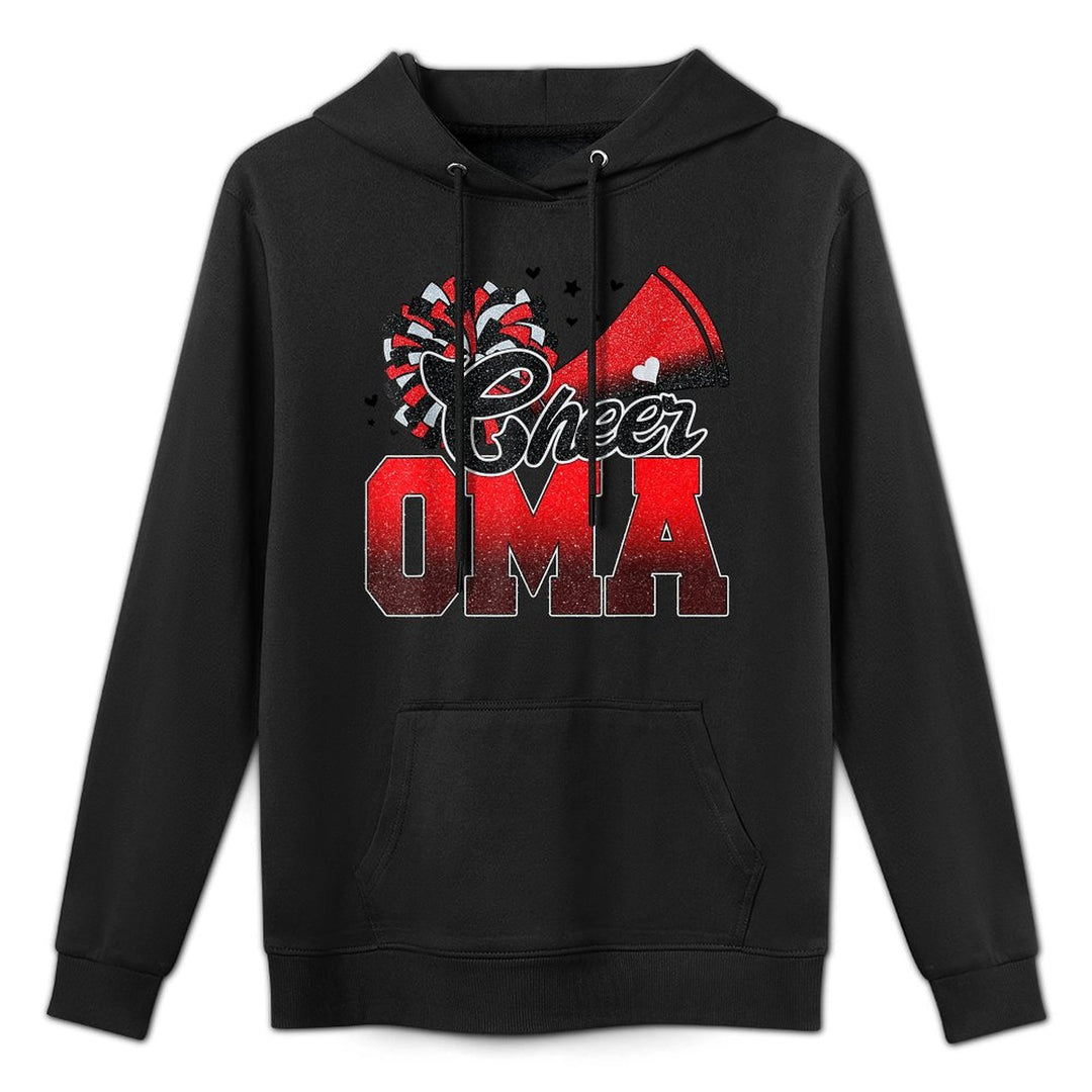 Cheer Oma Cheer Leader Gift Biggest Fan Black Red Pom Pom Unisex Design Hoodie