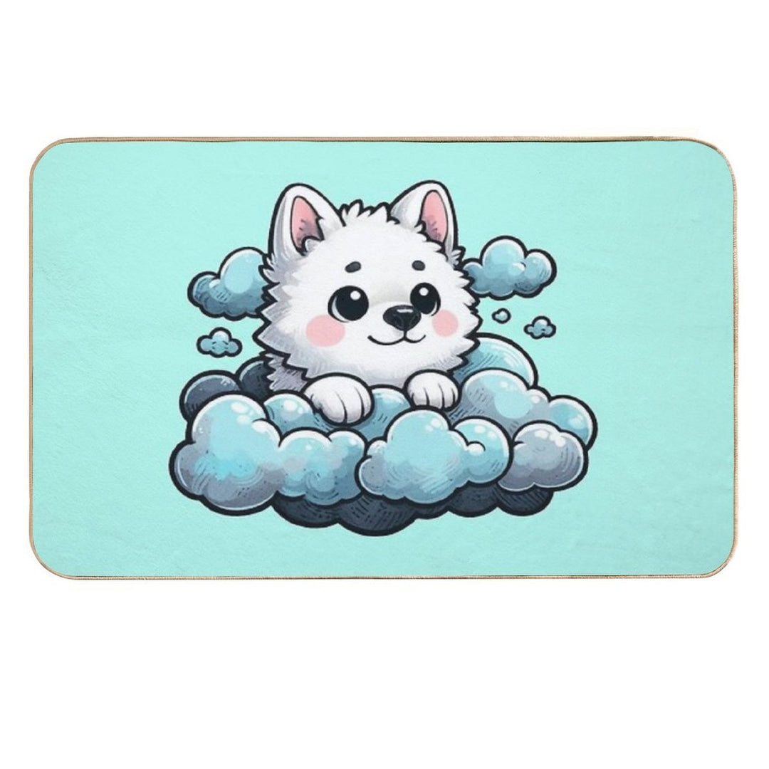 Cute Fluffy Cloud Pup  Long-Lasting Bath Mat