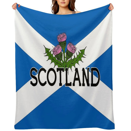 Scotland Saltire Flag - Scottish St Andrews Cross And Thistle, Scottish Pride Shrink-resistant Throw Blanket