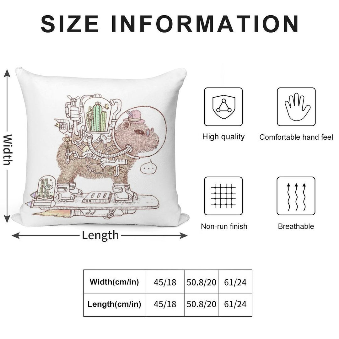 Capybara Space Suits Soft Easy Maintenance Throw Pillow