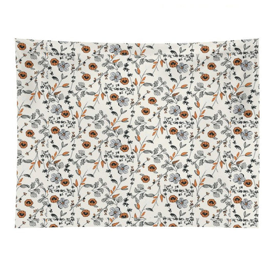 Orange Flower Pattern Tapestry
