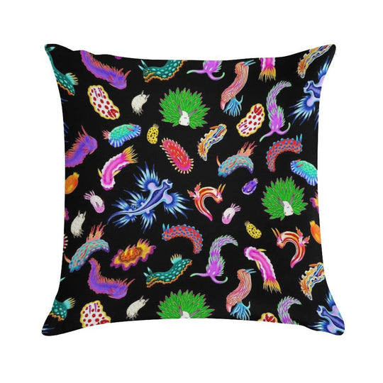 Rainbow Nudibranchs (Sea Slugs) Assortment Soft Bedroom Essential Throw Pillow
