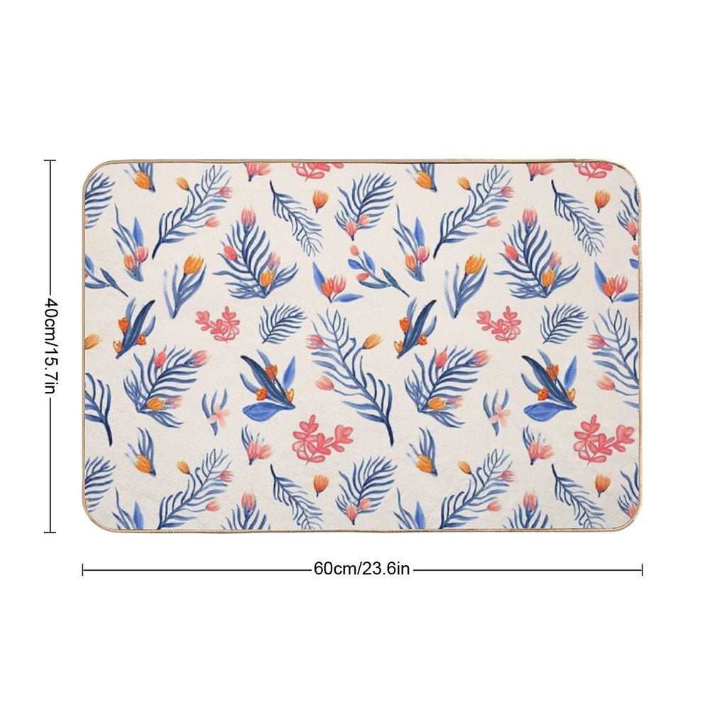 Succulent Garden Pattern on Cream  Pet-Safe Bath Mat