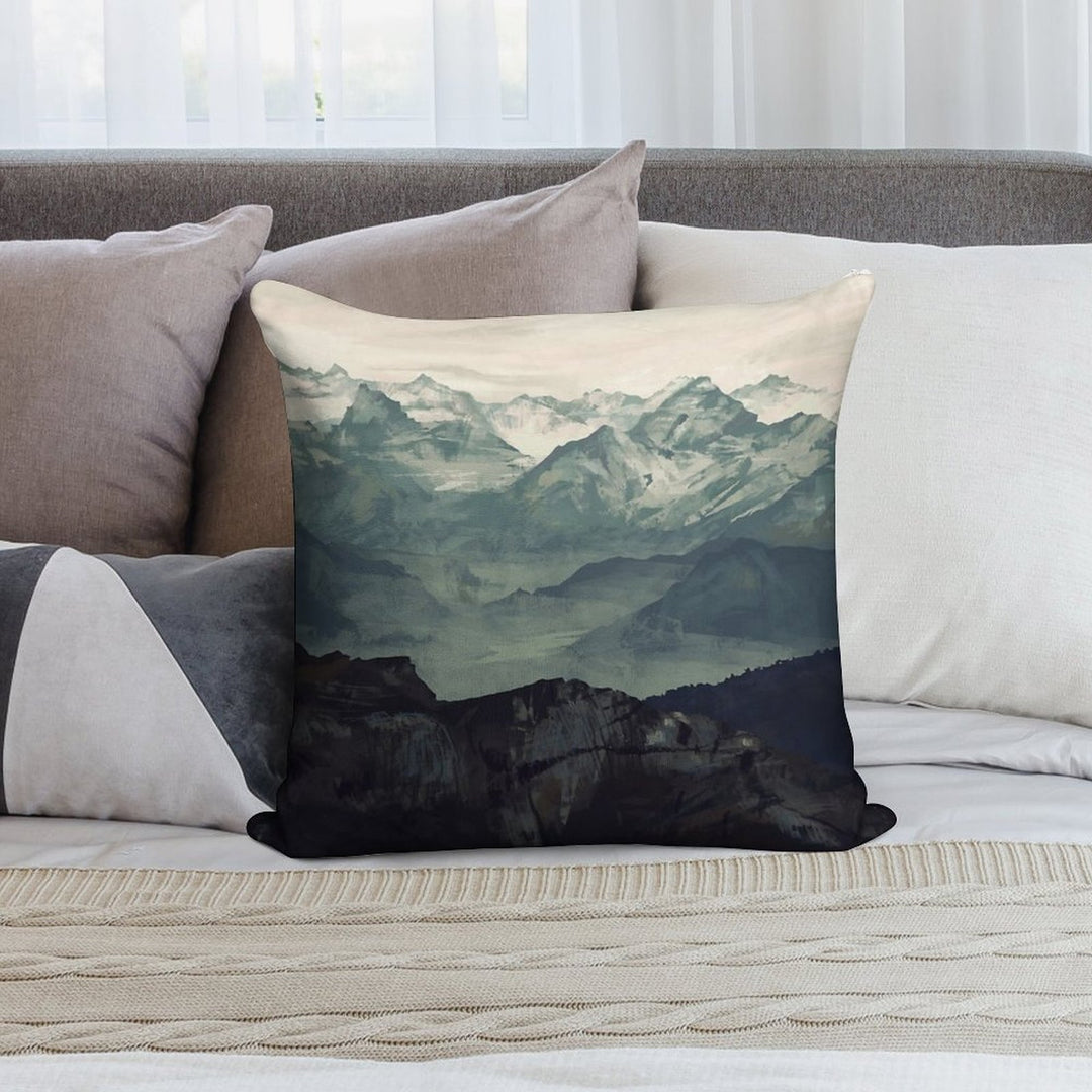 Mountain Fog Soft Washable Throw Pillow