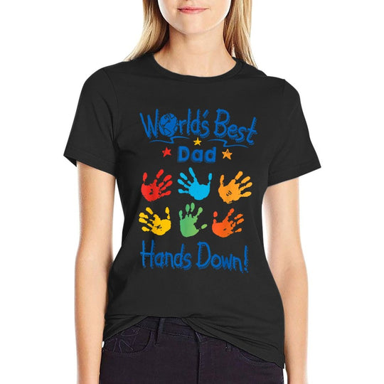 Colorful Little Hands World’s Best Dad Hands Down  Classic T-Shirt