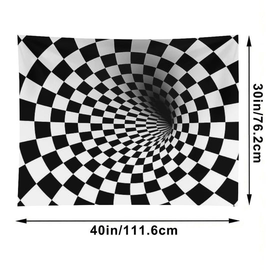 Black White Check Optical Hole Tapestry
