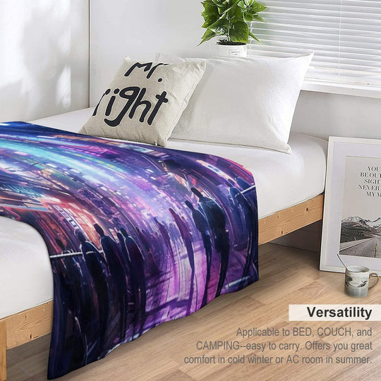 Cyberpunk Tokyo Dreamscape Easy Care Throw Blanket