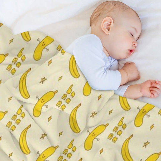Cute Banana Pattern  Kawaii Fruit Art  Yellow Aesthetic Design Velvety-soft Throw Blanket