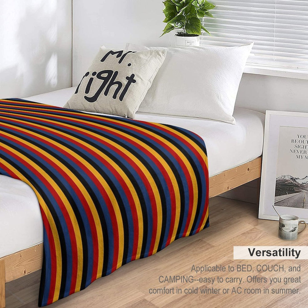 Retro Stripes Red Blue Yellow Black Pattern  Graphicly Pattern Versatility Throw Blanket