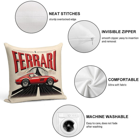 Vintage Ferrari Design Soft Easy Maintenance Throw Pillow