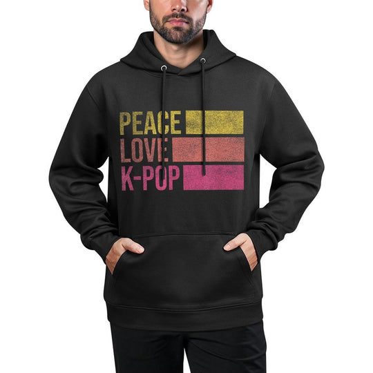 Retro K-Pop Forn Girls Women KPop And Peace Adjustable Hood Hoodie