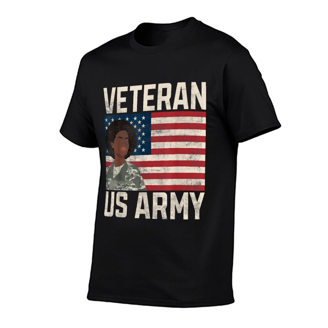 Veteran Us Army Memorial Day Thanks Giving Black Woman Duty  Wrinkle-resistant T-Shirt