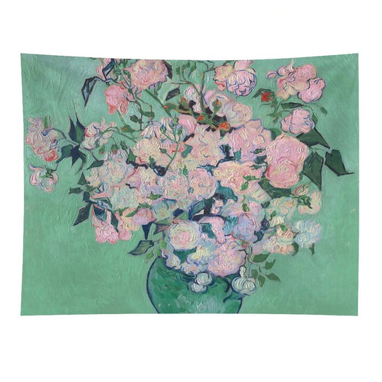 Pink Roses in A Vase, Vincent Van Gogh Tapestry