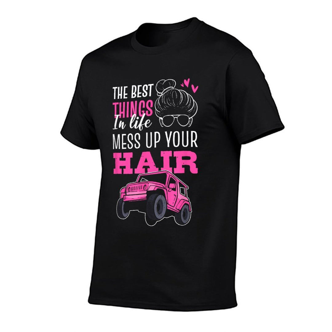 The Best Things In Life Mess Up Your Hair SXS UTV  Heathered Texture T-Shirt