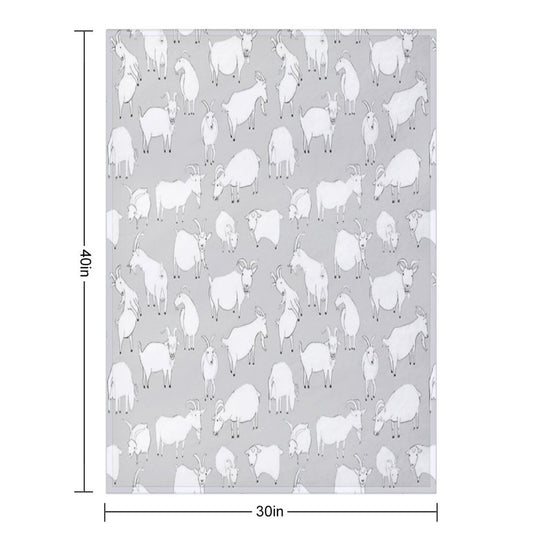 Goats Playing - Grey Velvety-soft Throw Blanket