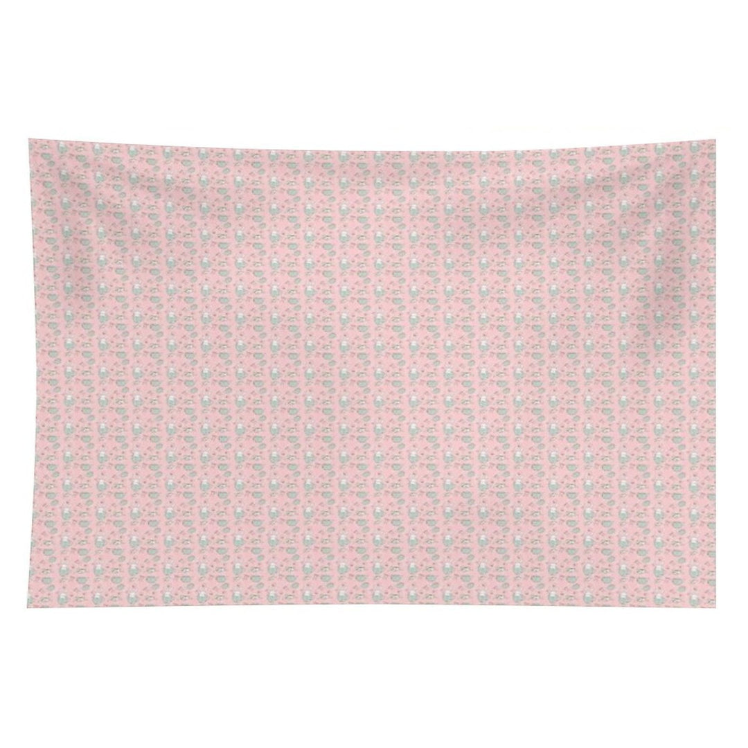 Cute Bunny Teacup Seamless Pattern Pretty Pink Tapestry
