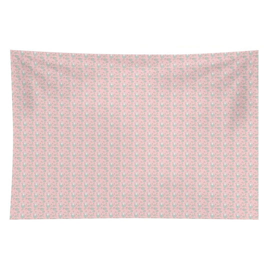 Cute Bunny Teacup Seamless Pattern Pretty Pink Tapestry