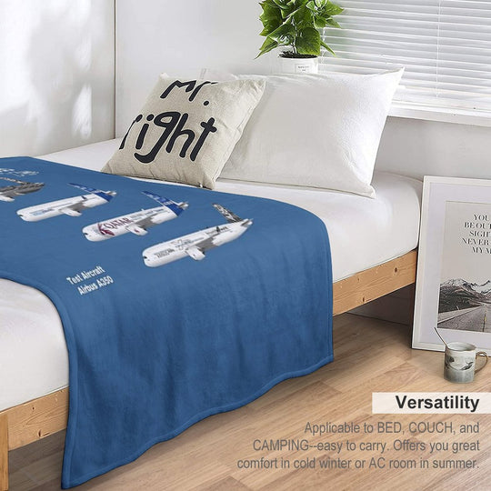 Airbus A350 Test Aircraft Fleet Illustration Travel-friendly Throw Blanket