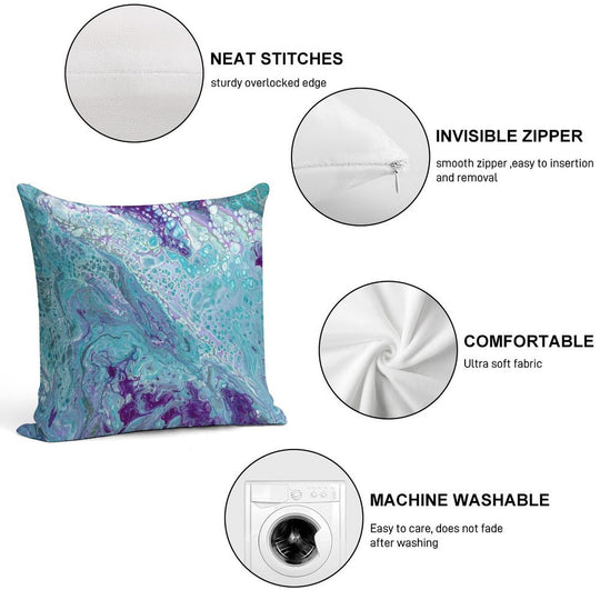 Turquoise And Purple Marble Soft Durable Construction Throw Pillow