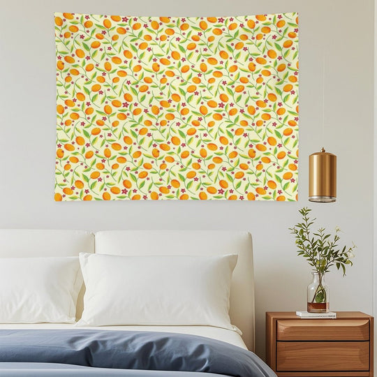 Orange Citrus Floral Pattern – Seamless Summer Fruit Botanical Illustration Tapestry