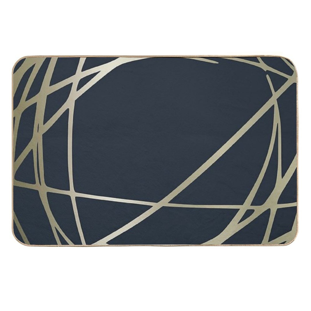 Festive, Abstract, Blue And Gold, Stripes Pattern  High-Traffic Bath Mat