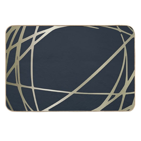 Festive, Abstract, Blue And Gold, Stripes Pattern  High-Traffic Bath Mat