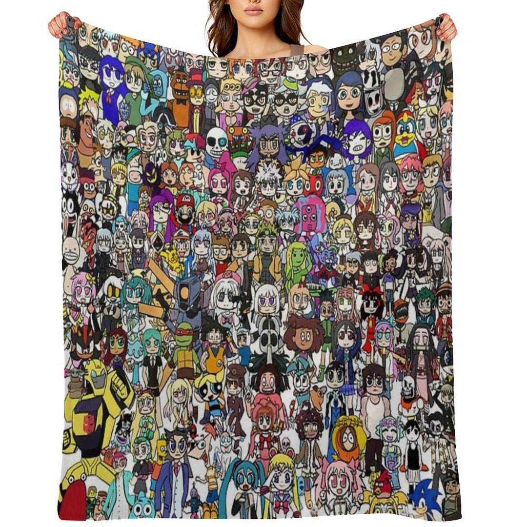 Fandoms Unite 241 Character Collage Travel-friendly Throw Blanket