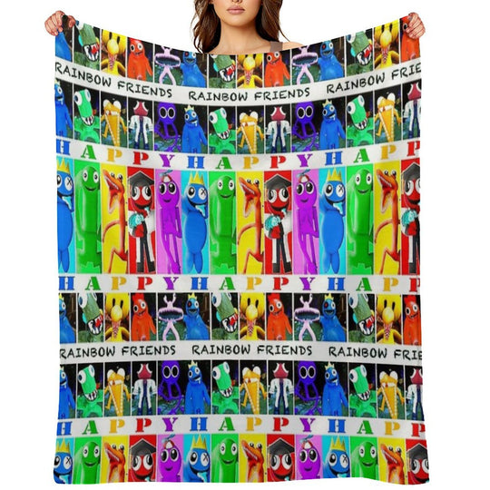 Rainbow Friends Happy Happy Velvety-soft Throw Blanket