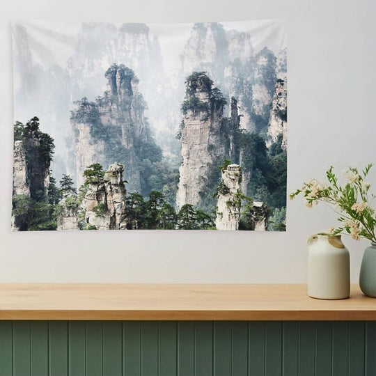 Floating Mountains Zhangjiajie National Forest Park Art Photo Print Tapestry
