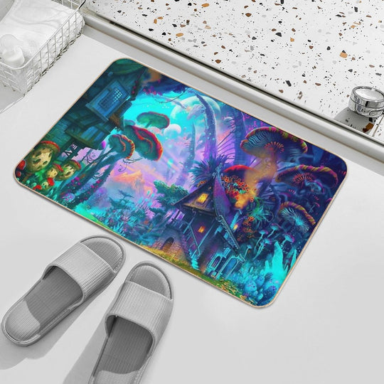 Psychedelic Space House Lost in Time  Easy To Clean Bath Mat