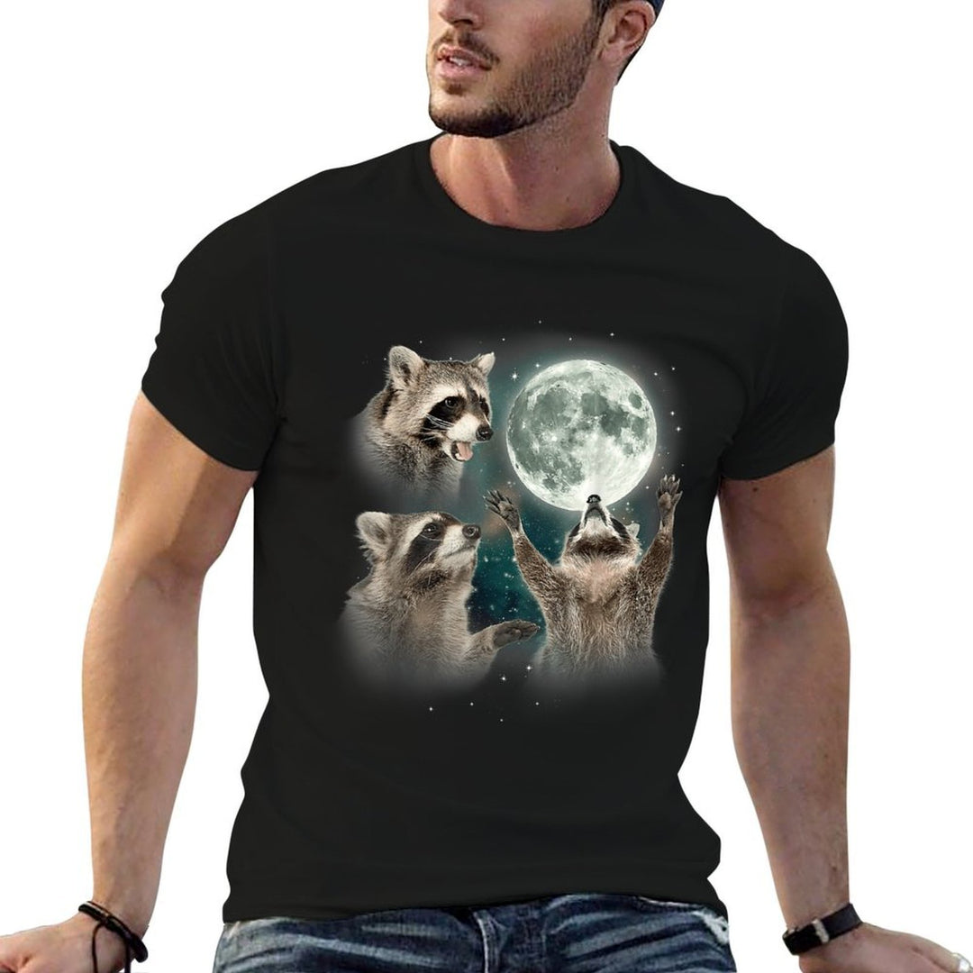 Funny Raccoon  3 Racoons Howling At Moon  Raccoon  Soft T-Shirt