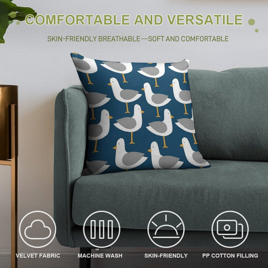 Seagull 4.0 Soft Short Plush Fabric Throw Pillow