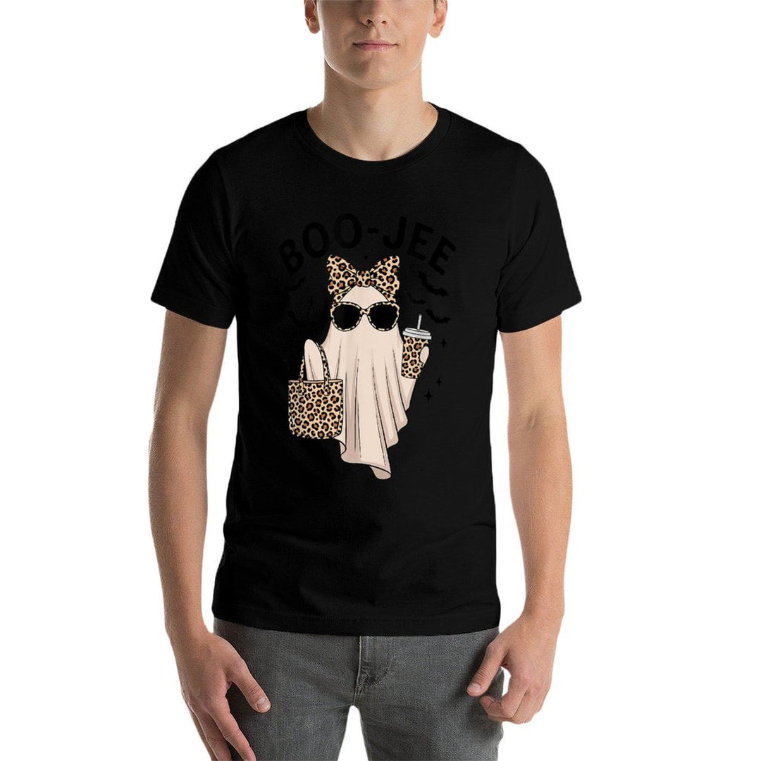 Coquette Leopard Ghost Coffee Boo-JEE Halloween Boujee Ghost Comfortable T-Shirt