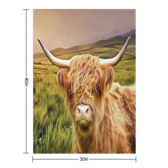 Highland Cow (Painting) Comfort Throw Blanket