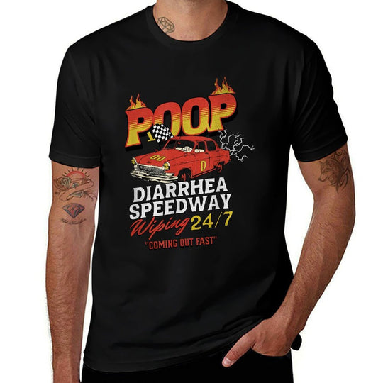 Funny Ironic Sarcastic Sayings Cynical Uniques Poop Diarrhea Speedway Wiping 247 Humor Meme Unisex-Adults Black X-Small Crew Ne  Lightweight T-Shirt
