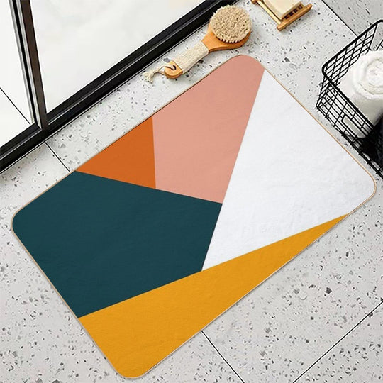 Colorful Geometric Design  Easy To Clean Bath Mat