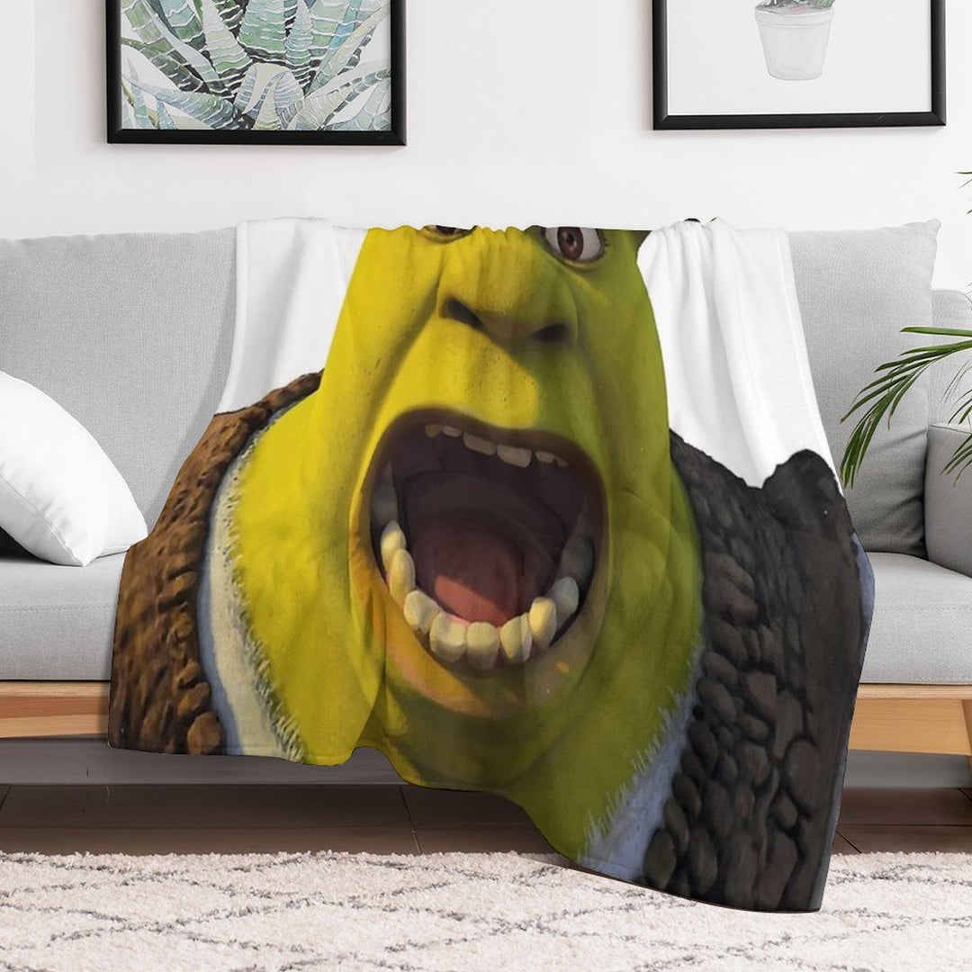 Surprised Shrek Meme Sticker – Funny Ahh! You Just Scared Shrek Decal Anti-pilling Throw Blanket