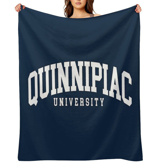 Quinnipac - College Font Curved Eco-conscious Throw Blanket
