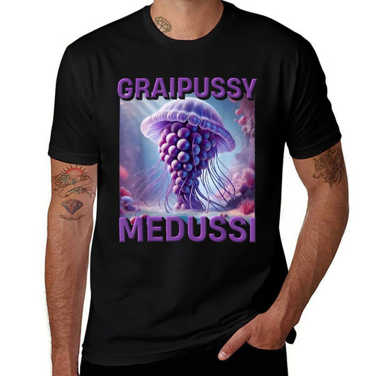 Graipussy Medussi Hilarious Meme Brainrot Italian Kids Joke  High-quality Stitching T-Shirt