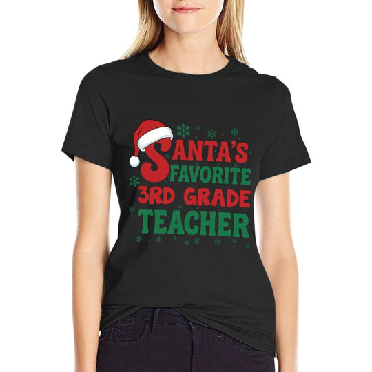 Santas Favorite 3rd Grade Teacher Christmas Holiday Pajama  Graphic-printed T-Shirt