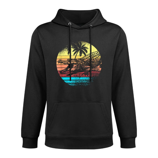 Retro Crocodile Alligator Vintage Gator Distressed Sunset Customizable Surface Hoodie